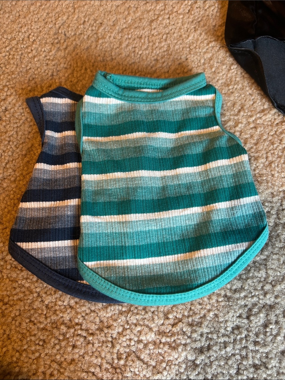 Striped Teal & Navy DogTank Top Duo